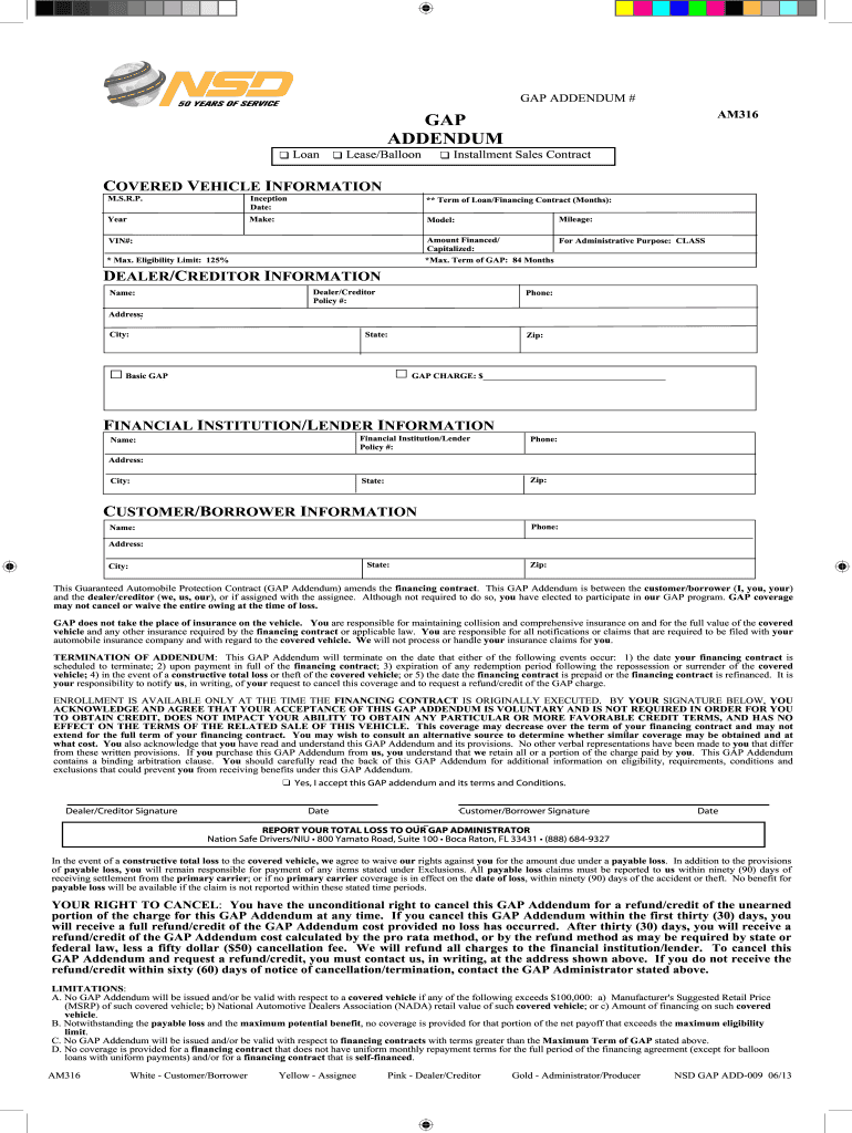  Gap Cancellation Form 2013-2024