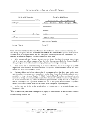 Oklahoma Firearm Bill of Sale  Form