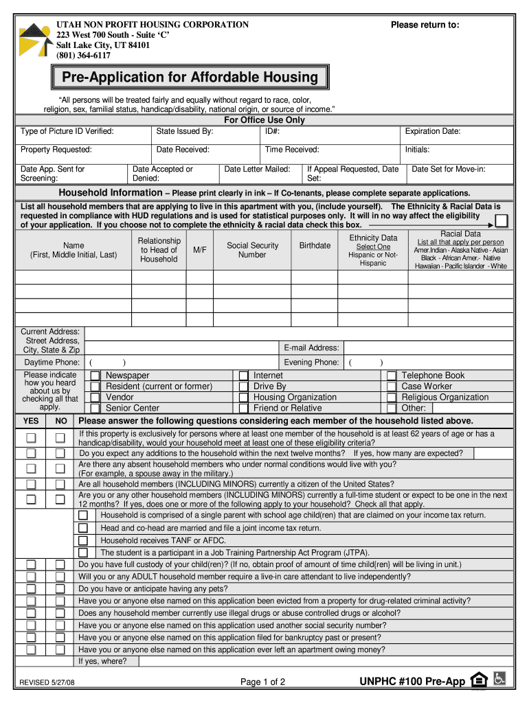  Unphc Application 2008