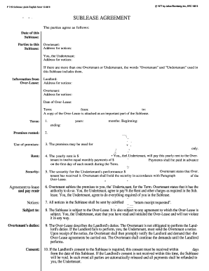 Sublease Agreement Berkeley Template