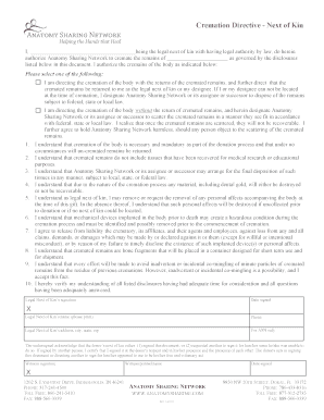 Cremation Directive Form