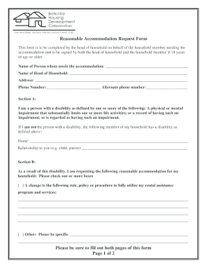 Reasonable Accommodation Form