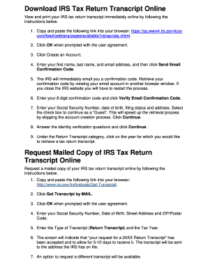 Download IRS Tax Return Transcript Online Request Mailed Copy Gadsdenstate  Form
