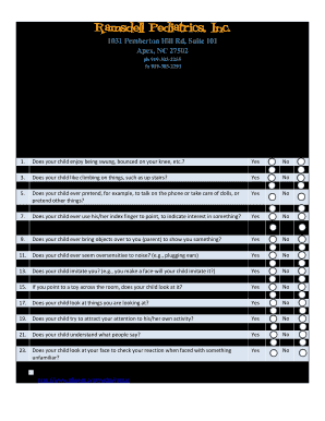 Autism Screening Questionnaire  Form