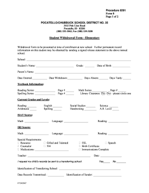 School Withdrawal Form