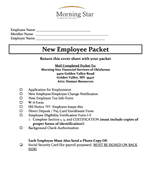 Printable New Hire Packet  Form