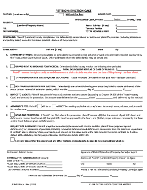 Eviction Petition Eastland County, Texas  Form