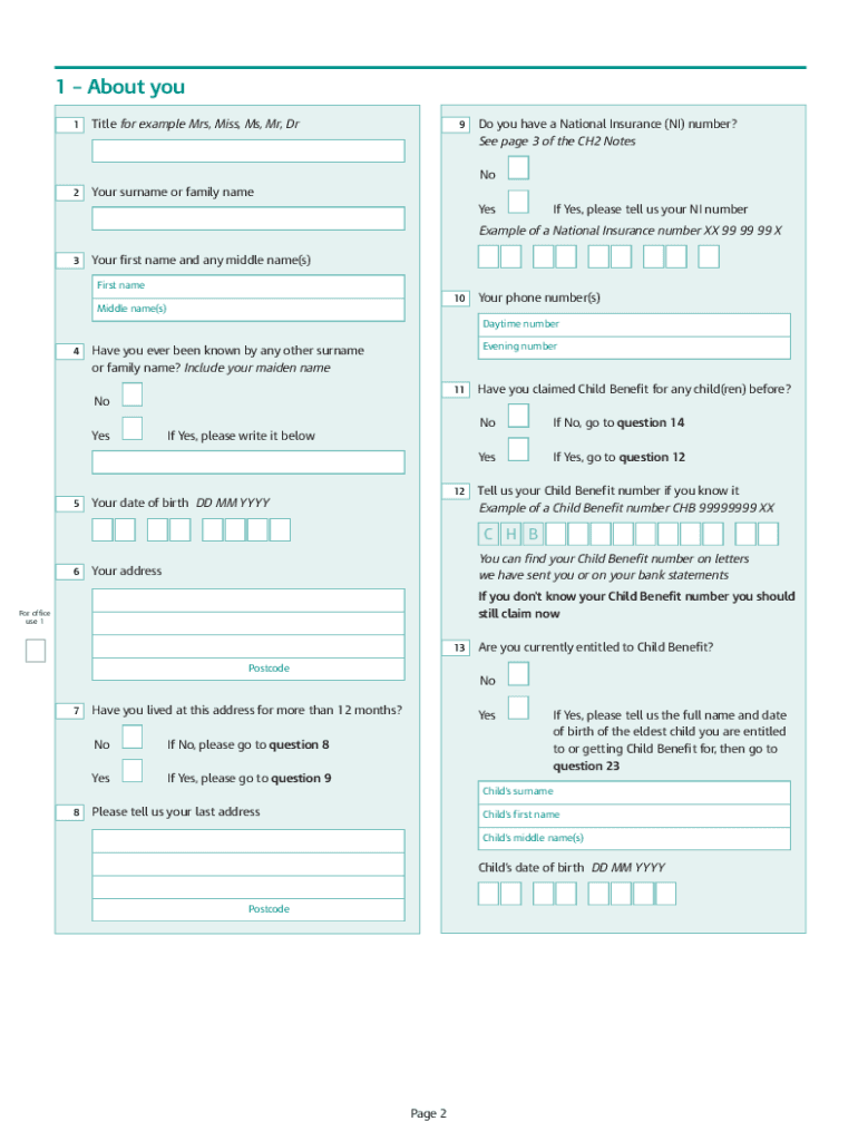 Child Benefit Claim Form