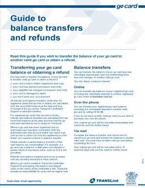 Go Card Balance Transfer and Refund Form