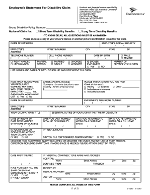 OneAmerica Disability Claim Form