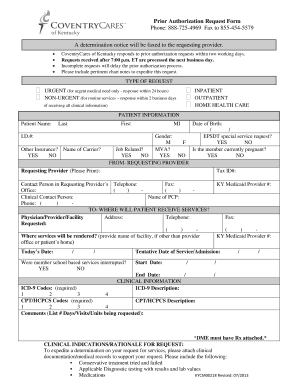 Kentucky Prior Authorization Form
