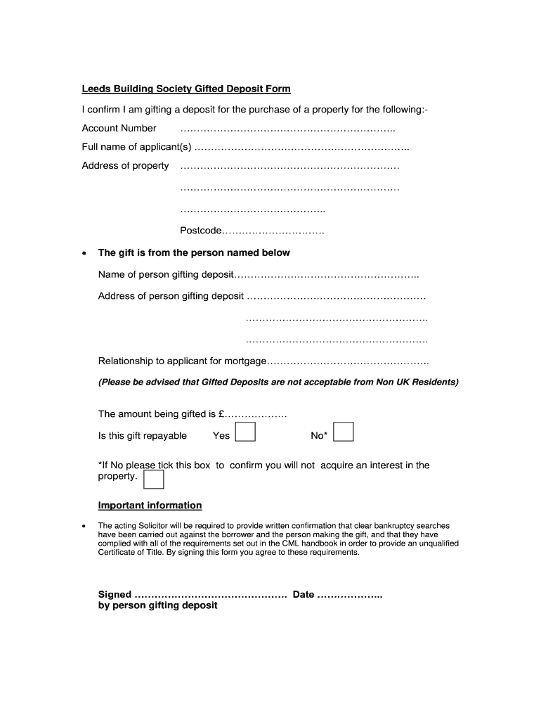 Gifted Deposit Letter  Form