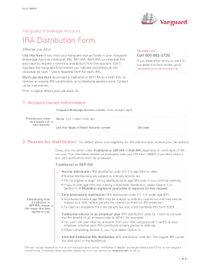 Distributions from a Vanguard IRA  Form