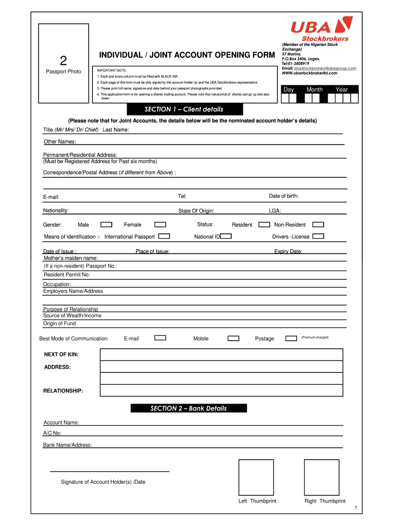 Joint Account Form