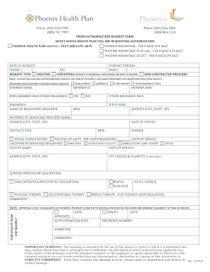 Phoenix Health Plans Prior Authorization Form