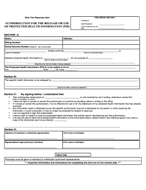 Ohio Tort Recovery Unit  Form