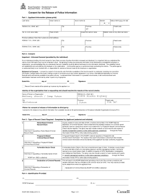Consent for the Release of Police Information Form
