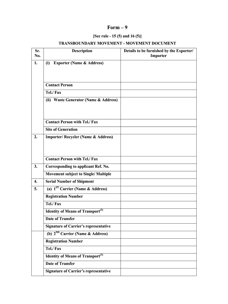 Get and Sign Form 9 Transboundary Movement