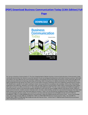 Business Communication Today 13th Edition PDF Download  Form