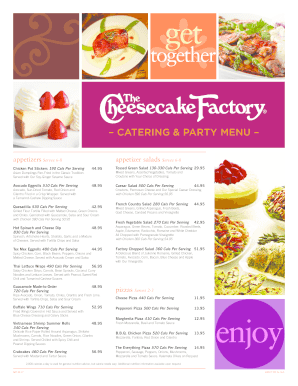Cheesecake Factory Menu PDF  Form