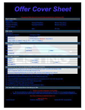 Offer Cover Sheet  Form