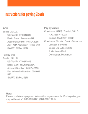 Boa Account Number and Tax ID PDF  Form
