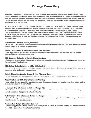 Mcq on Dosage Form PDF
