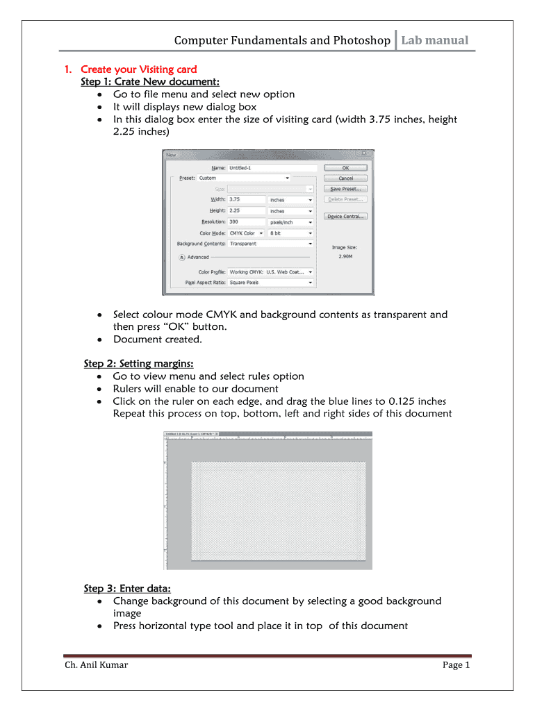 Photoshop Lab Manual  Form