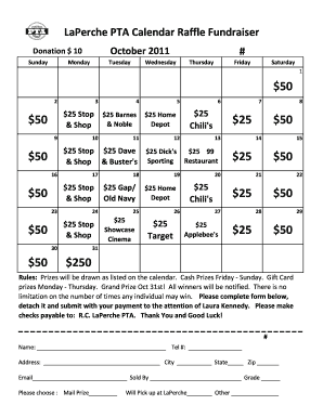 Cash Calendar Fundraiser Template  Form