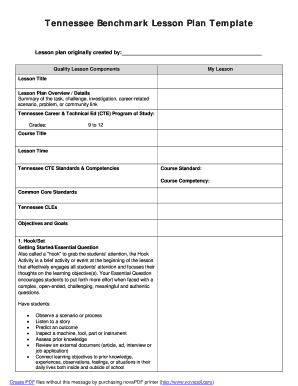 Tennessee Lesson Plan Template  Form