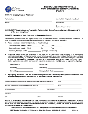 Ascp Experience Documentation Form