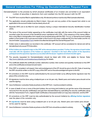 Dematerialisation Request Form Sbi