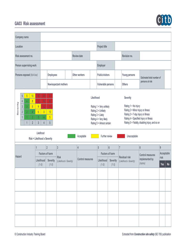 GA03 Risk Assessment  Form
