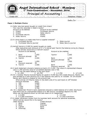 Angel International School Exam Papers  Form