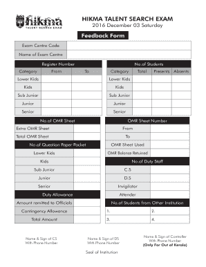 Hikma Talent Search Exam  Form