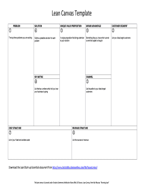 Lean Canvas Template  Form