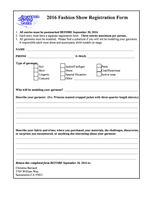 Fashion Show Participation Form