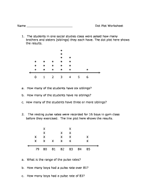 Dot Plot Worksheet with Answers PDF  Form