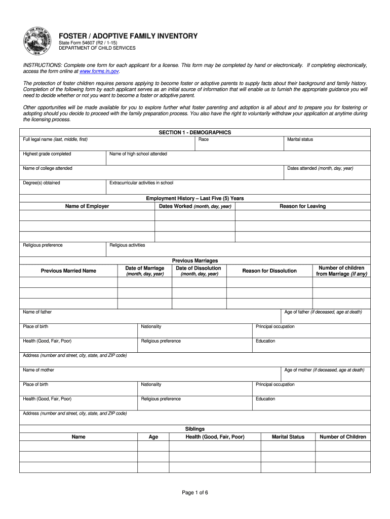  FOSTER ADOPTIVE FAMILY INVENTORY 2015-2024