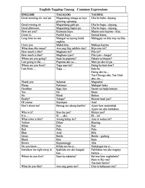 Tausug Words  Form