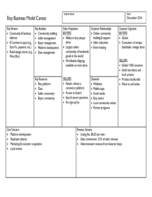 Etsy Business Plan Template  Form