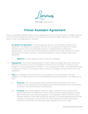 VIRTUAL ASSISTANT AGREEMENT  Form