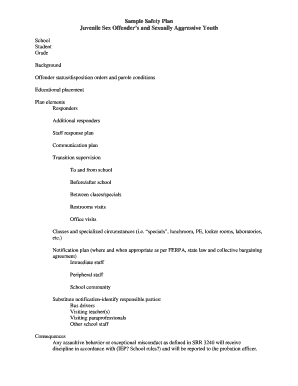 Sex Offender Safety Plan Template  Form