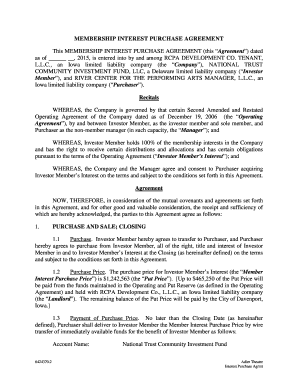 This MEMBERSHIP INTEREST PURCHASE AGREEMENT This Agreement Dated  Form