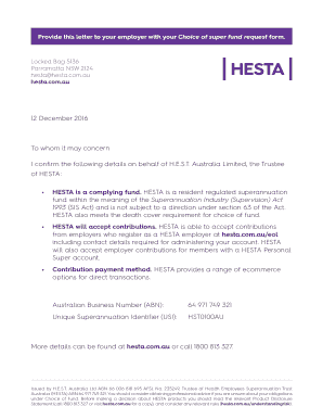 Hesta Compliance Letter  Form