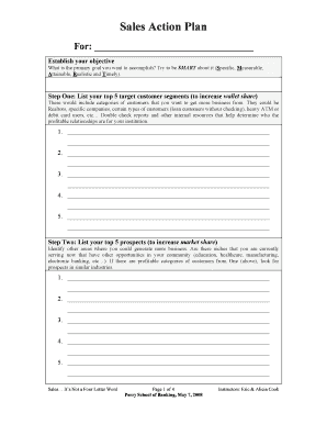 Sales Action Plan  Form
