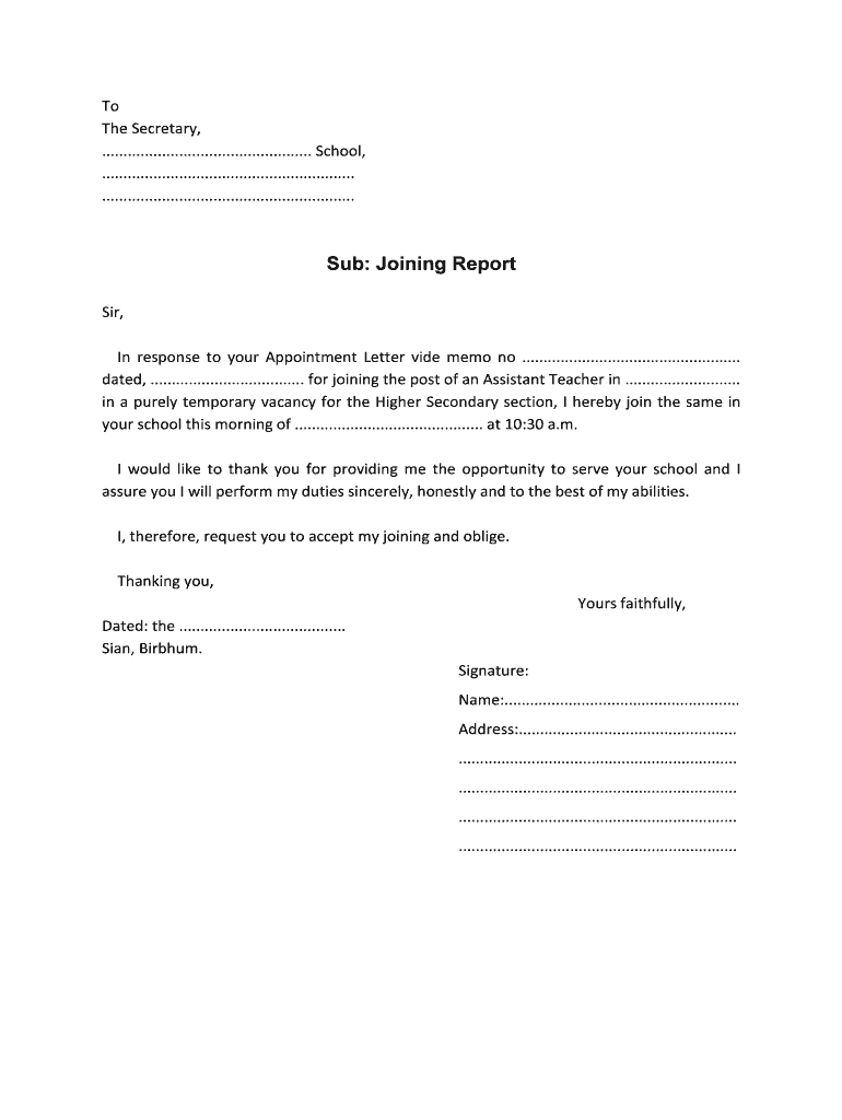 Sub Joining Report  Form