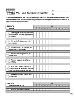 Natef Task List  Form