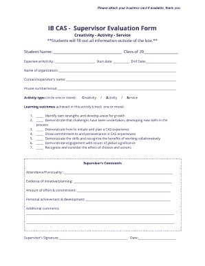 IB CAS Supervisor Evaluation Form