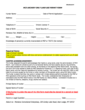 MCE ARCHERY ONLY LAND USE PERMIT FORM